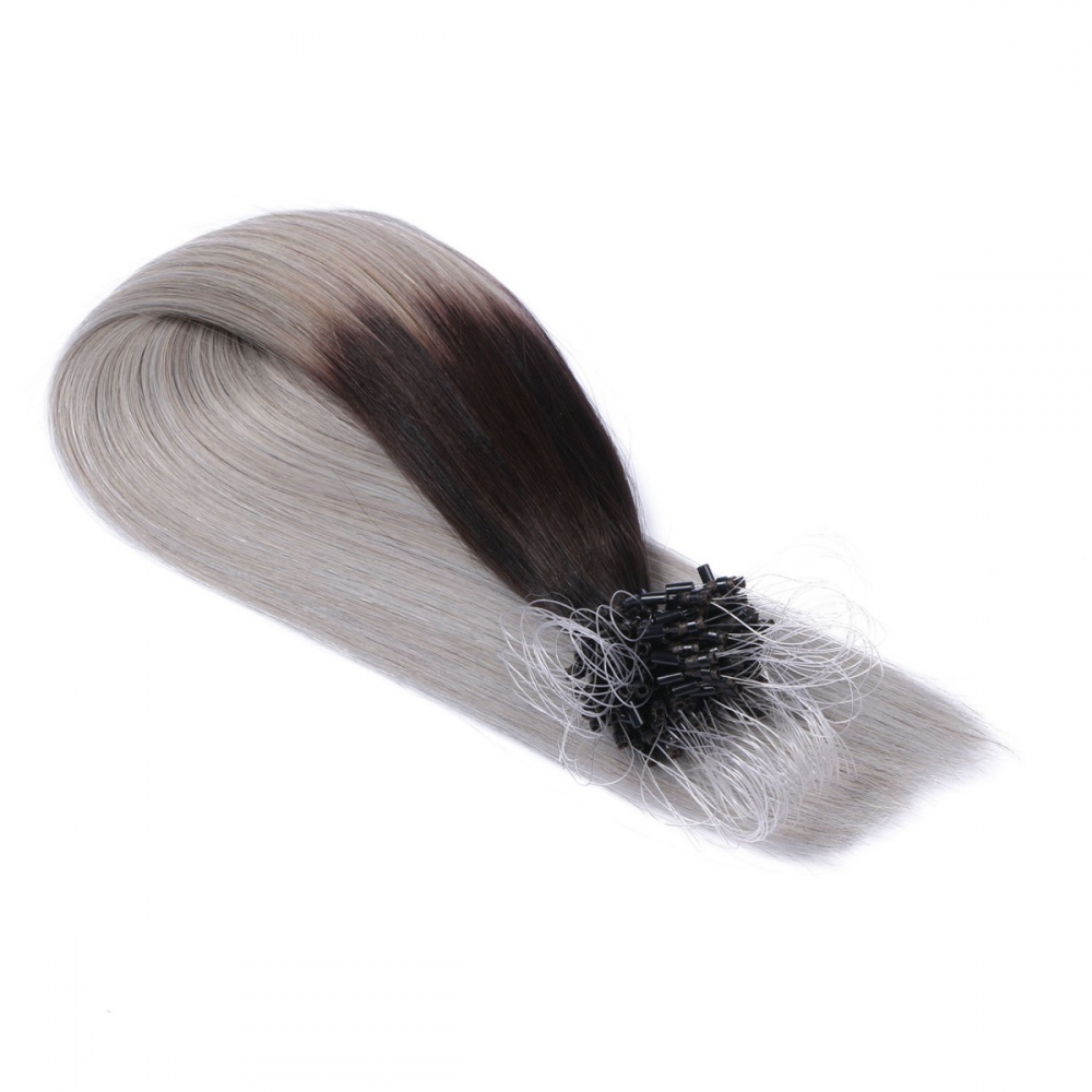 Micro ring hair extensions---Ombre Color 1B/silver