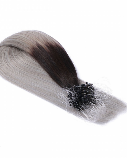 Micro ring hair extensions---Ombre Color 1B/silver