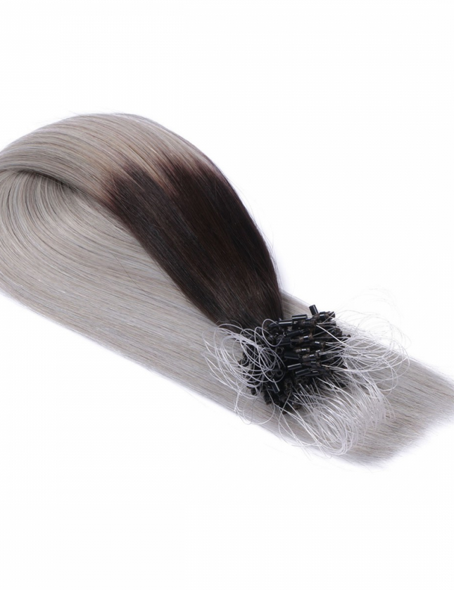 Micro ring hair extensions---Ombre Color 1B/silver
