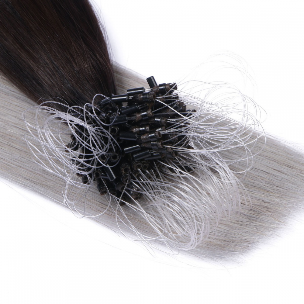 Micro ring hair extensions---Ombre Color 1B/silver