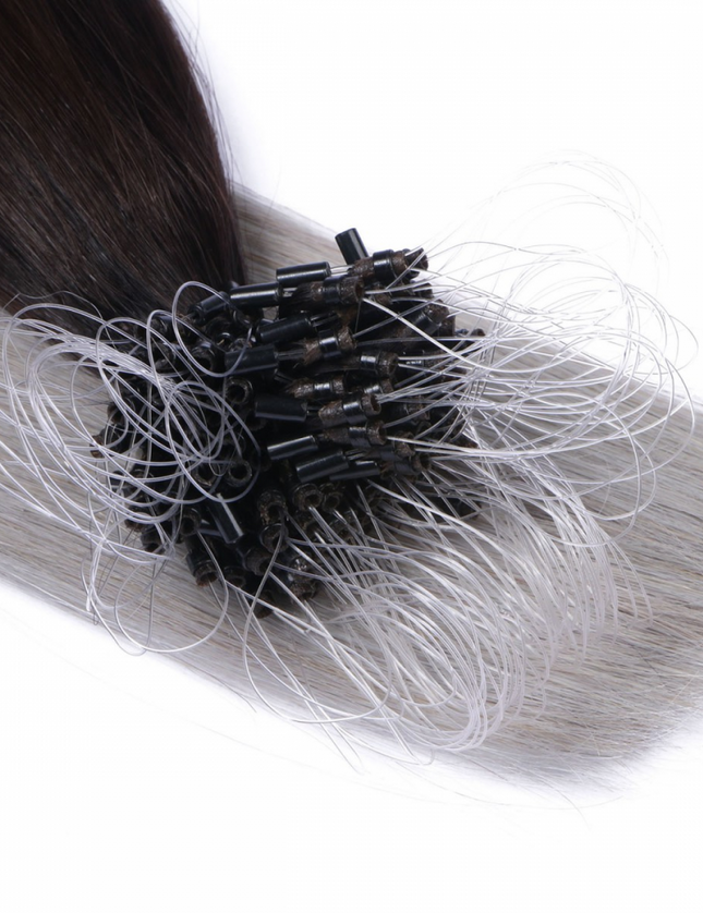 Micro ring hair extensions---Ombre Color 1B/silver