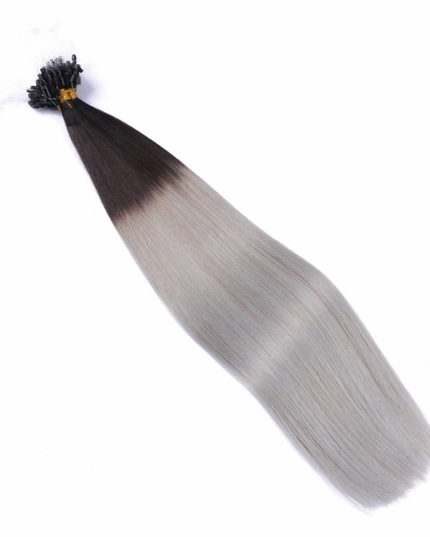 Micro ring hair extensions---Ombre Color 1B/silver