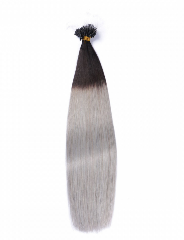 Micro ring hair extensions---Ombre Color 1B/silver