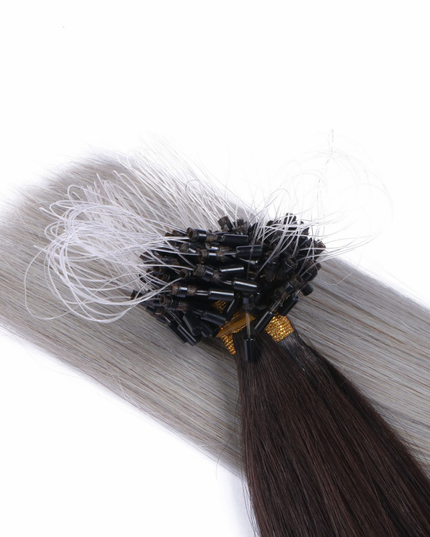 Micro ring hair extensions---Ombre Color 1B/silver