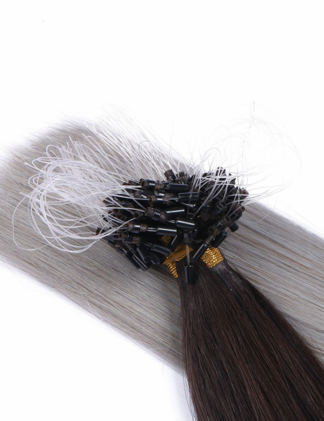 Micro ring hair extensions---Ombre Color 1B/silver