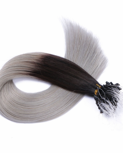 Micro ring hair extensions---Ombre Color 1B/silver