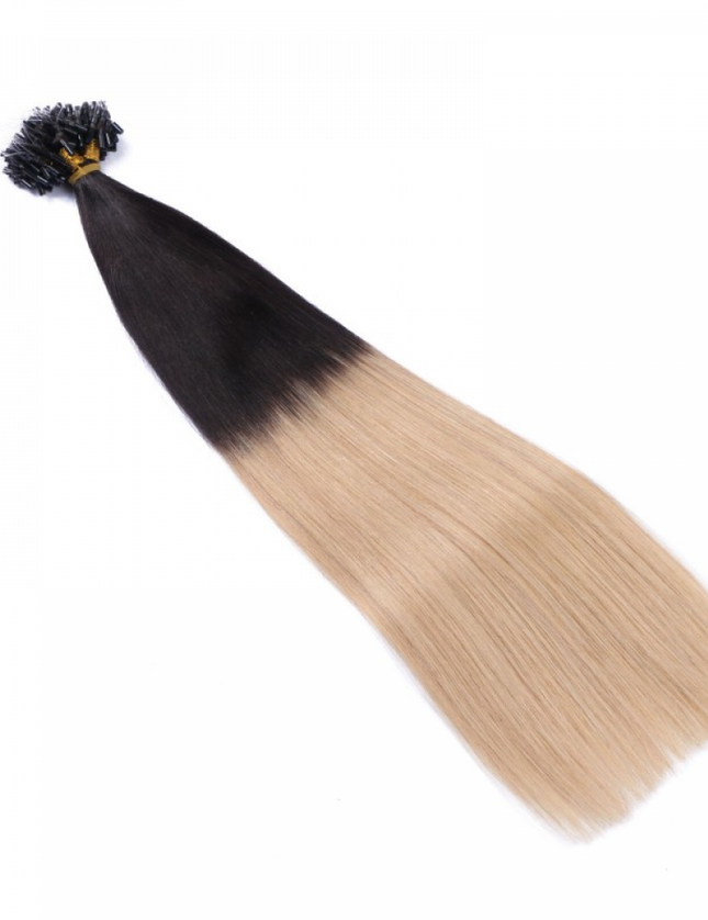 Micro ring hair extensions---Ombre Color 1B/24