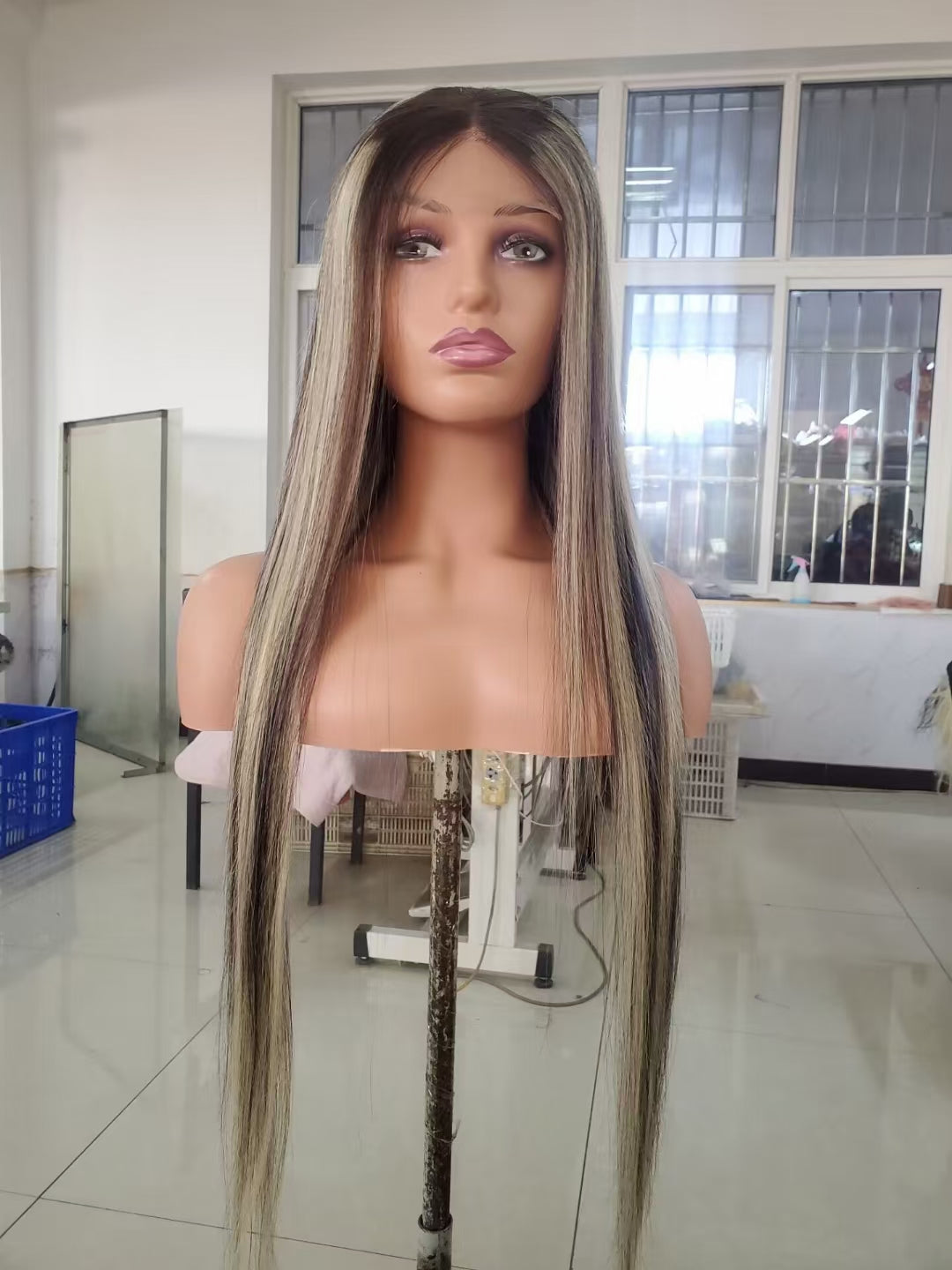 Straight color #P2/613 , 13x4 Lace Frontal wig 100% Virgin Human Hair Transparent  LACE Wig 180% density