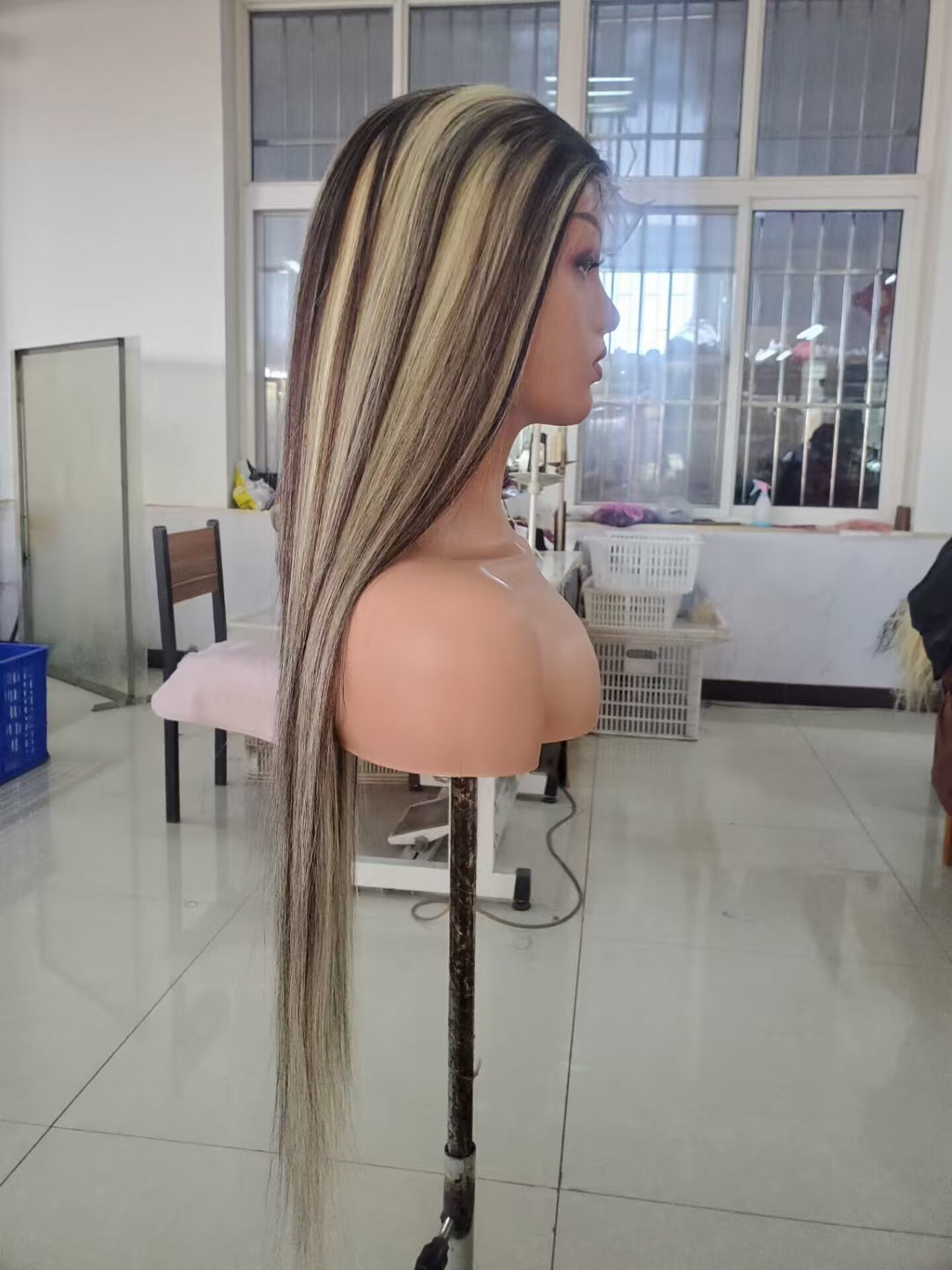 Straight color #P2/613 , 13x4 Lace Frontal wig 100% Virgin Human Hair Transparent  LACE Wig 180% density