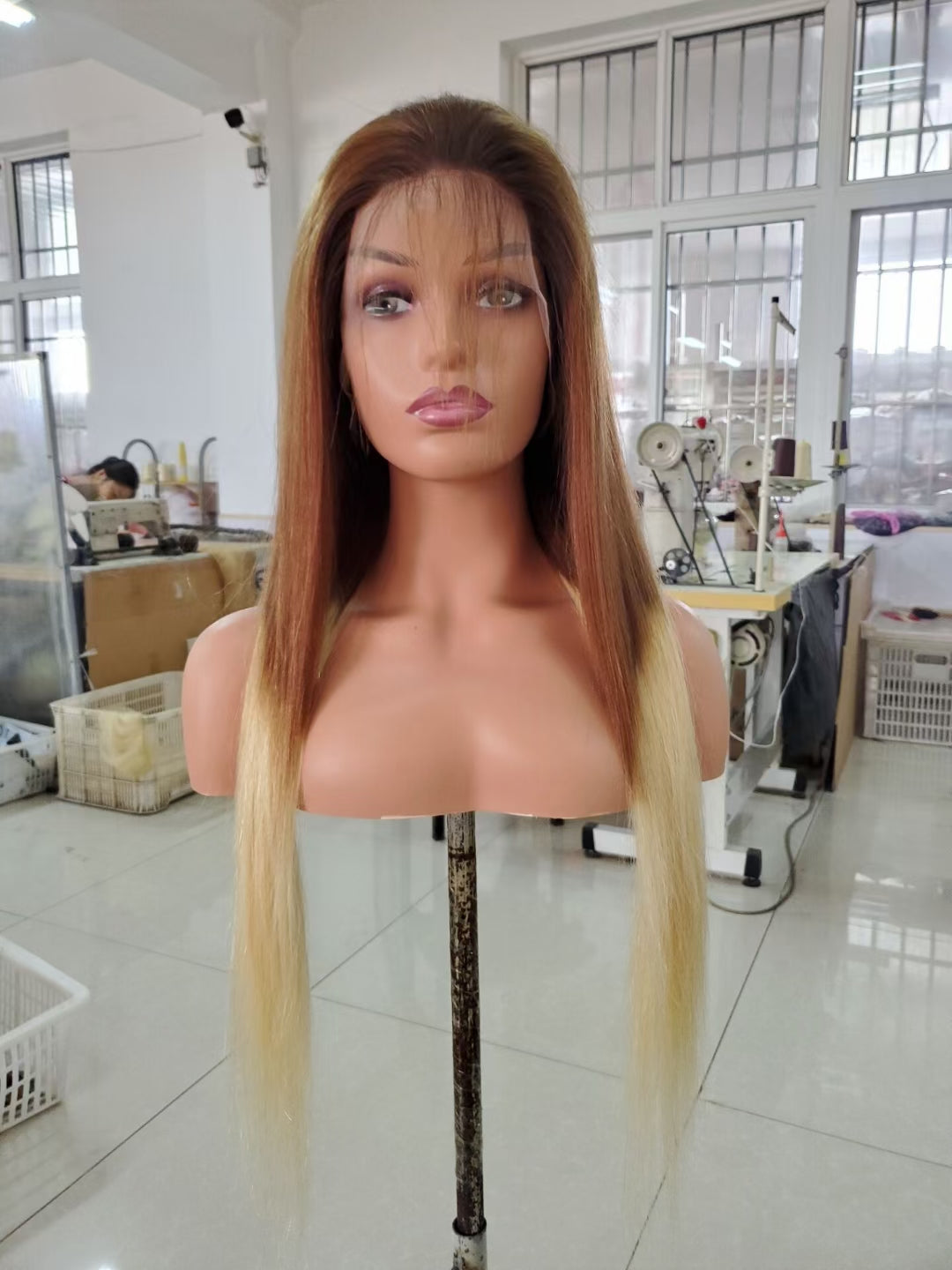 Straight color #T6/613, 13x4 Lace Frontal wig 100% Virgin Human Hair Transparent  LACE Wig 180% density