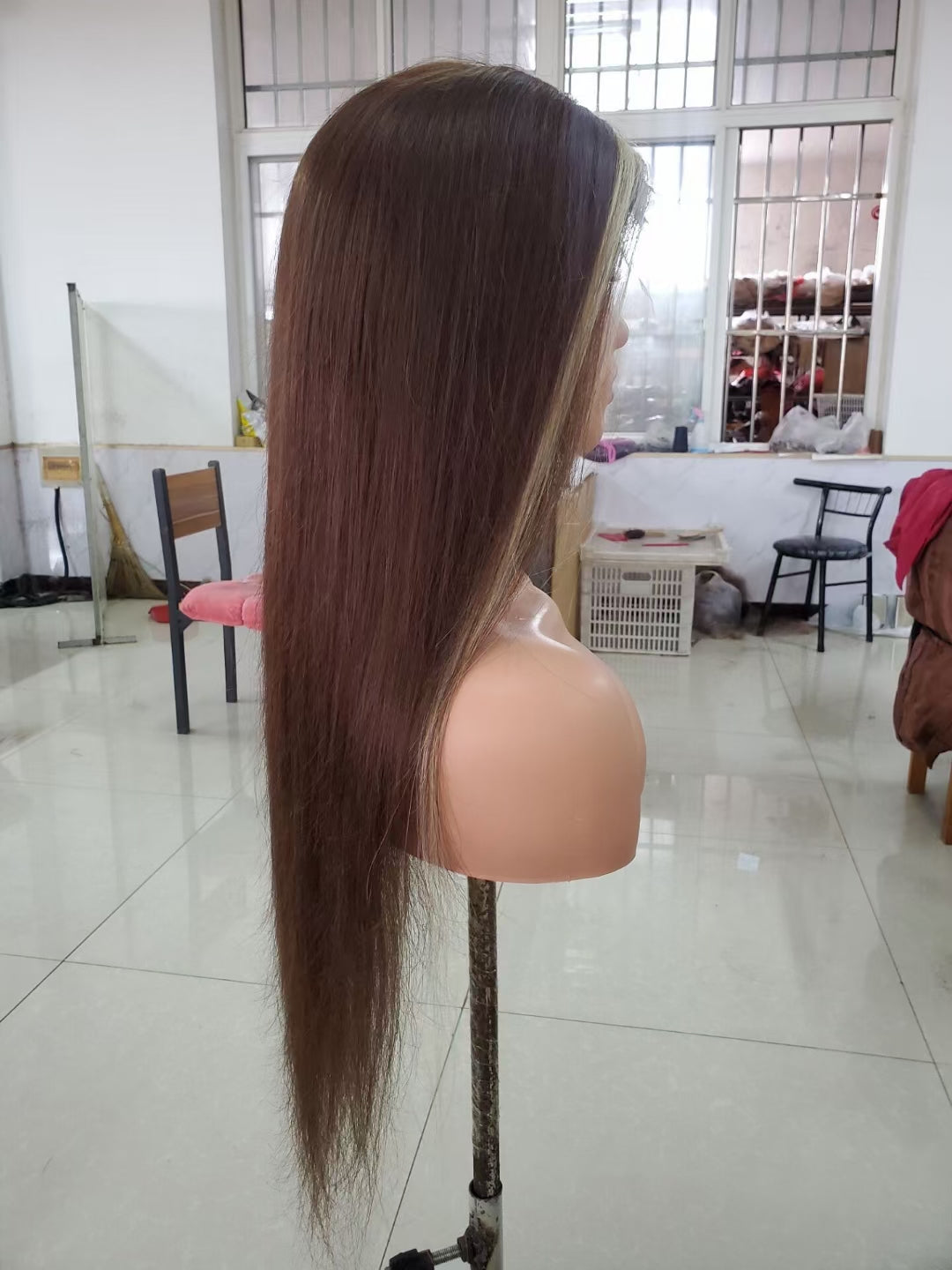 Straight， highlight #613/4 , 13x4 Lace Frontal wig 100% Virgin Human Hair Transparent  LACE Wig 180% density