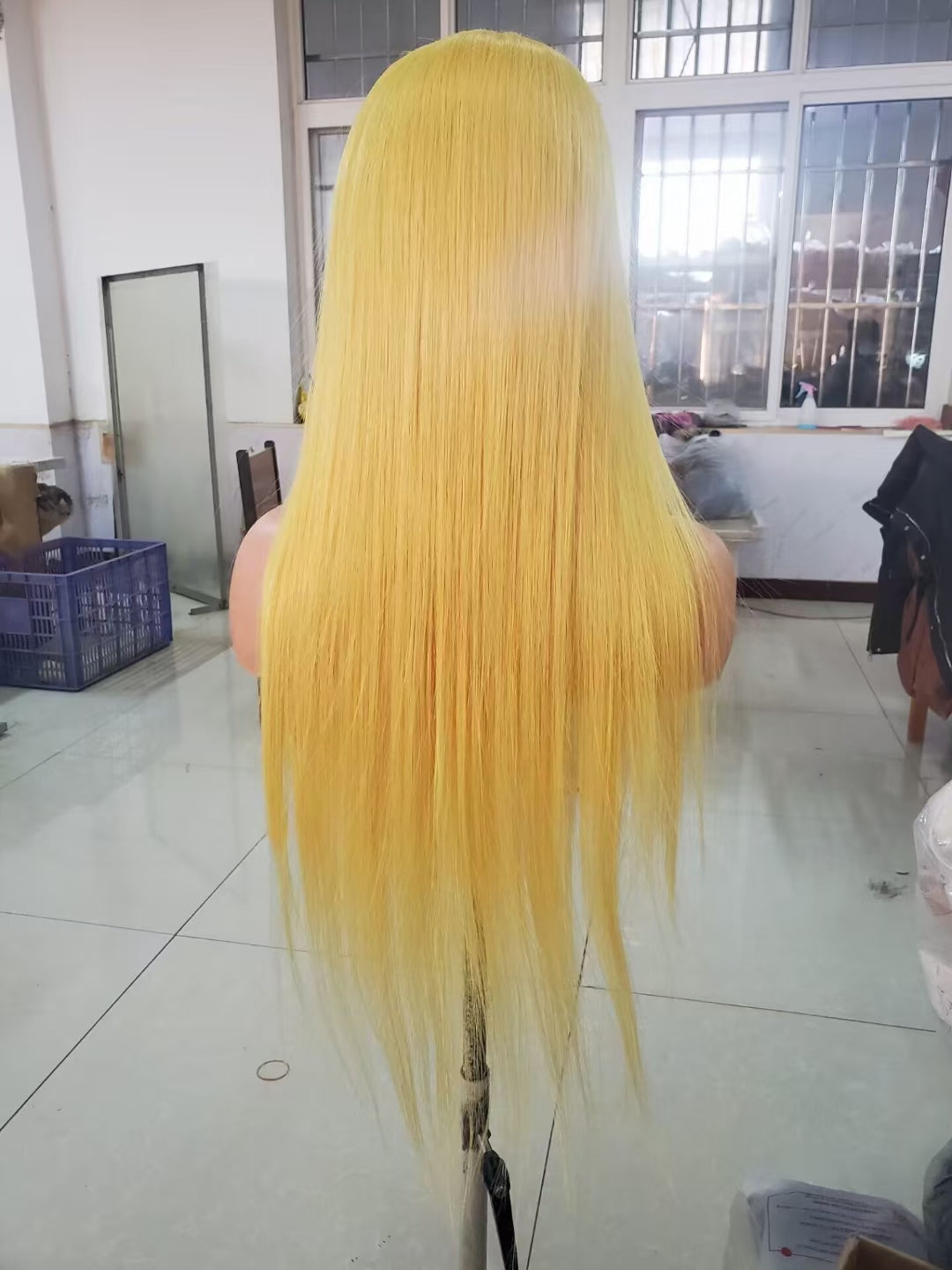 Straight color #yellow, 13x4 Lace Frontal wig 100% Virgin Human Hair Transparent  LACE Wig 180% density