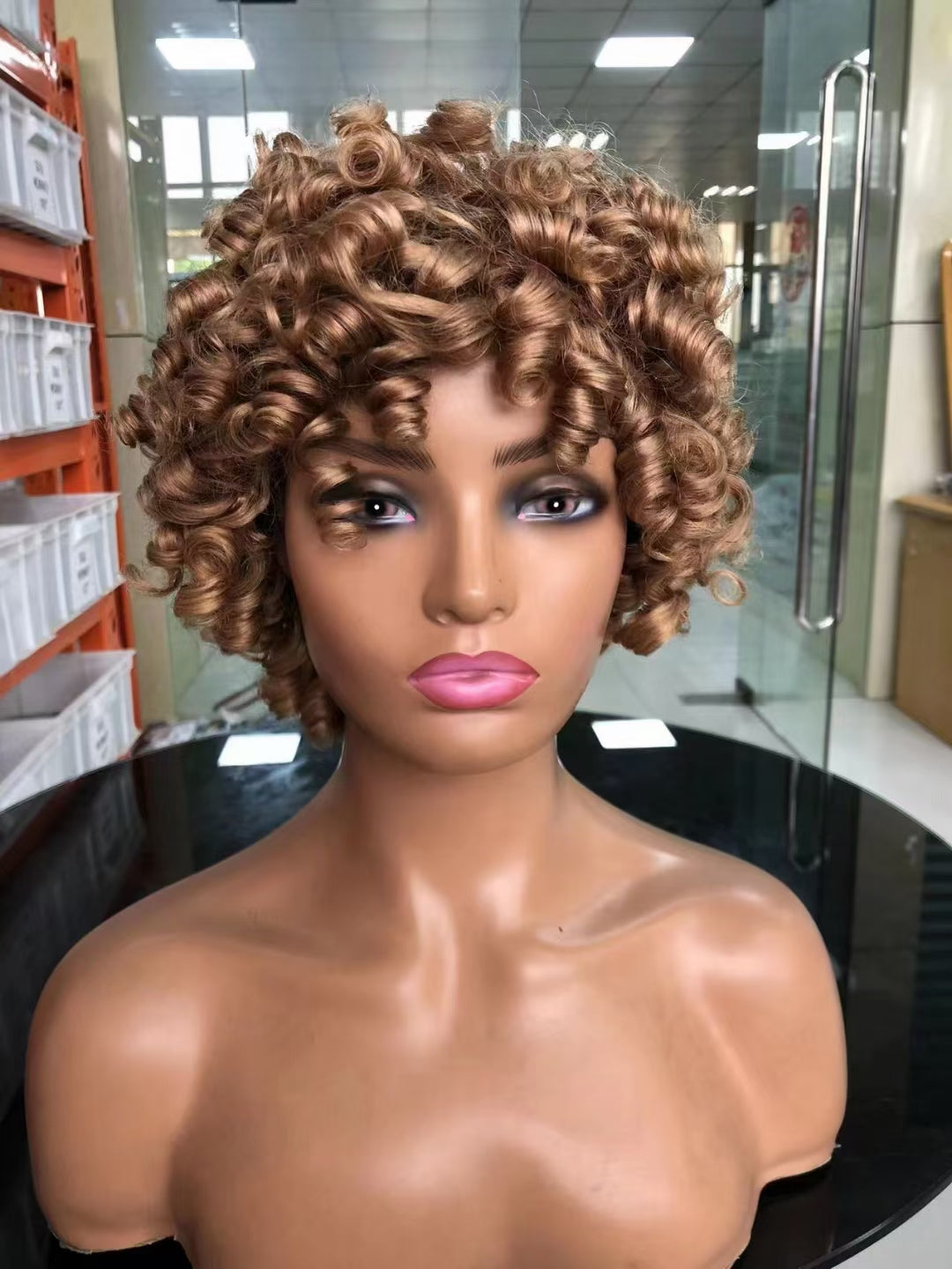 sheep hair wave-- color #30 --full machine made wig with bang