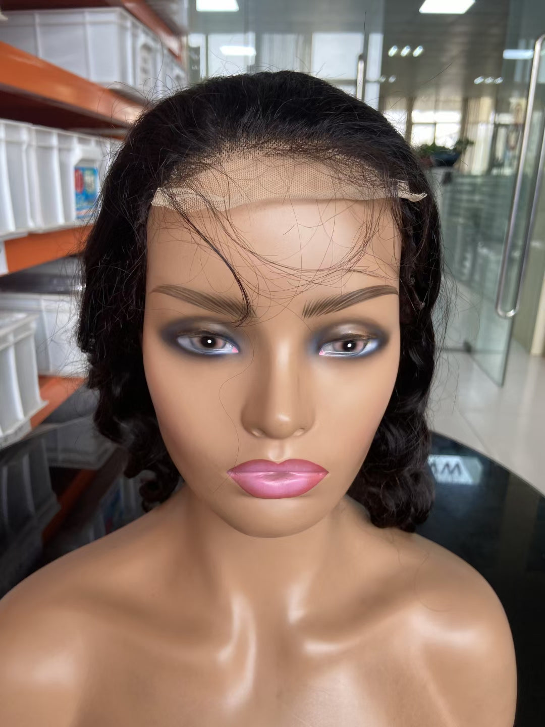 Natural color big curl Bob Wig 4x4，5*5 Lace closure wig 100% Virgin Human Hair