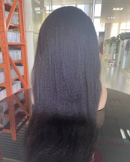 Kinky straight black color Lace Frontal 13x4 Virgin Human Hair LACE Wig 15A