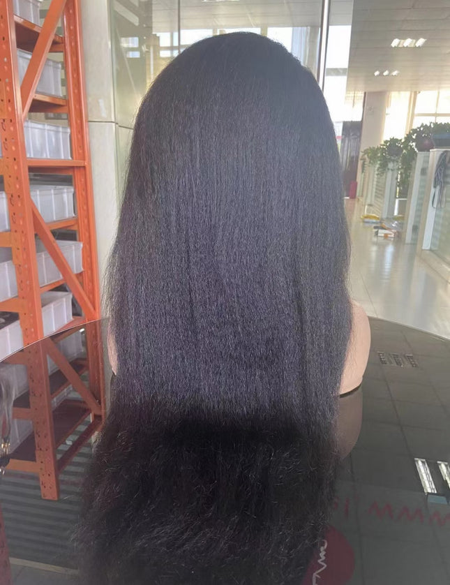 Kinky straight black color Lace Frontal 13x4 Virgin Human Hair LACE Wig 15A