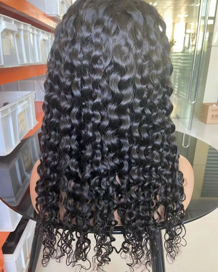 Italy wave Natural Black 4x4，5x5 Lace closure 100% Virgin Human Hair Wig 15A