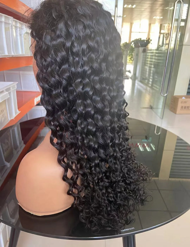 Italy wave Natural Black 4x4，5x5 Lace closure 100% Virgin Human Hair Wig 15A