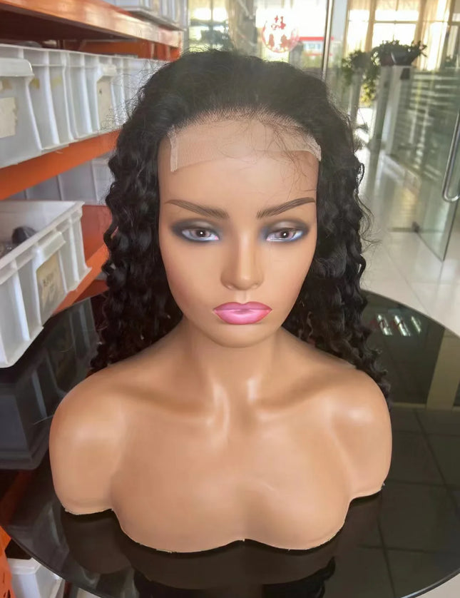 Italy wave Natural Black 4x4，5x5 Lace closure 100% Virgin Human Hair Wig 15A