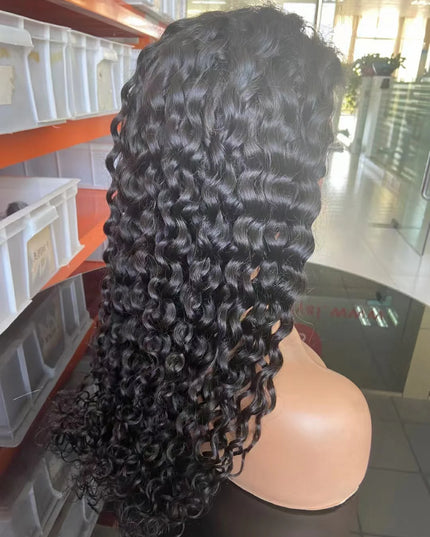 Italy wave Natural Black 4x4，5x5 Lace closure 100% Virgin Human Hair Wig 15A