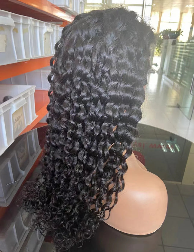 Italy wave Natural Black 4x4，5x5 Lace closure 100% Virgin Human Hair Wig 15A