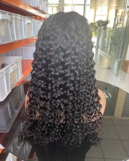 Italy wave Natural Black 4x4，5x5 Lace closure 100% Virgin Human Hair Wig 15A