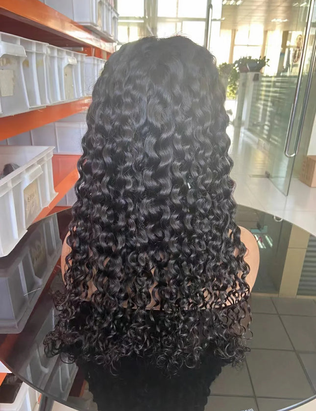 Italy wave Natural Black 4x4，5x5 Lace closure 100% Virgin Human Hair Wig 15A