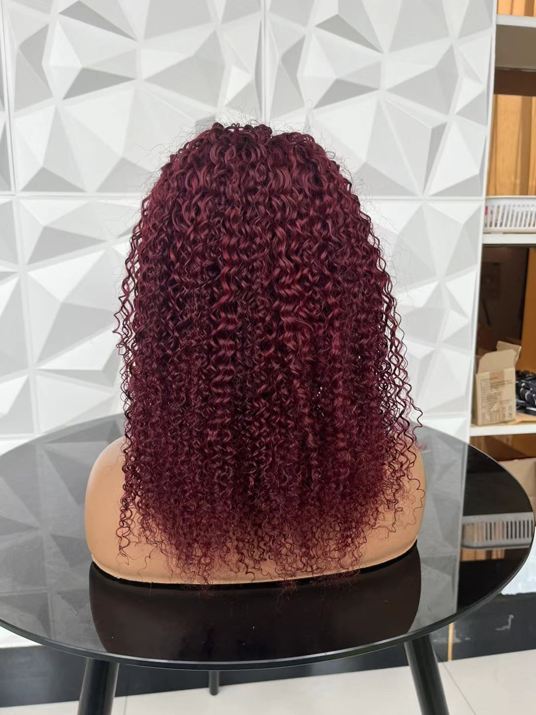 Color burgundy jerry curly 100% Virgin Human Hair headband wig