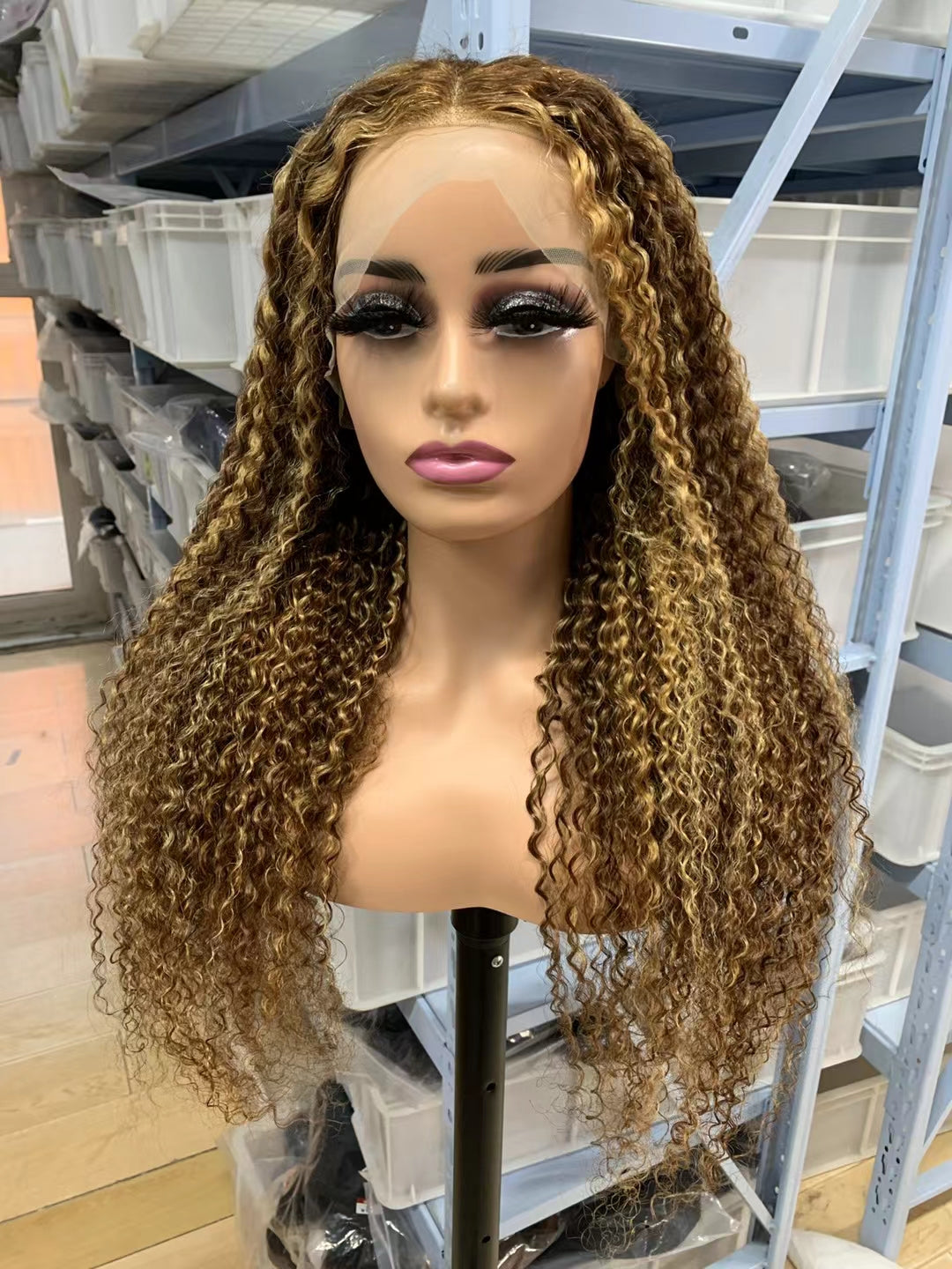 Jerry curly color #4/27, 13x4 Lace Frontal wig 100% Virgin Human Hair Transparent  LACE Wig 180% density