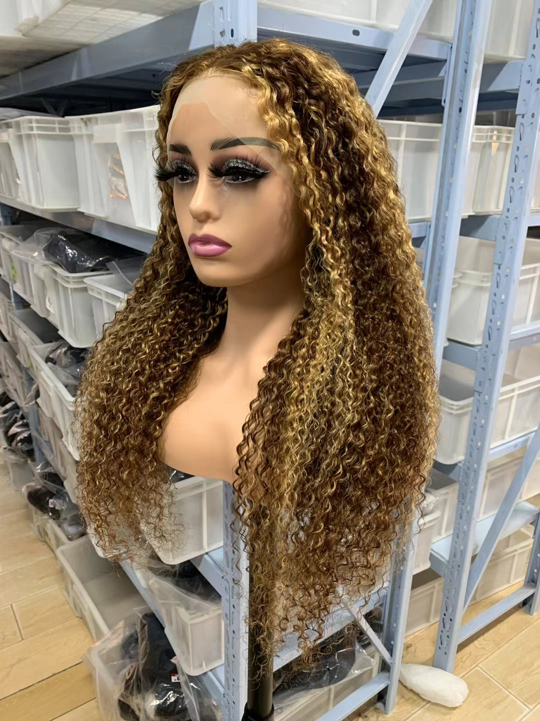 Jerry curly color #4/27, 13x4 Lace Frontal wig 100% Virgin Human Hair Transparent  LACE Wig 180% density