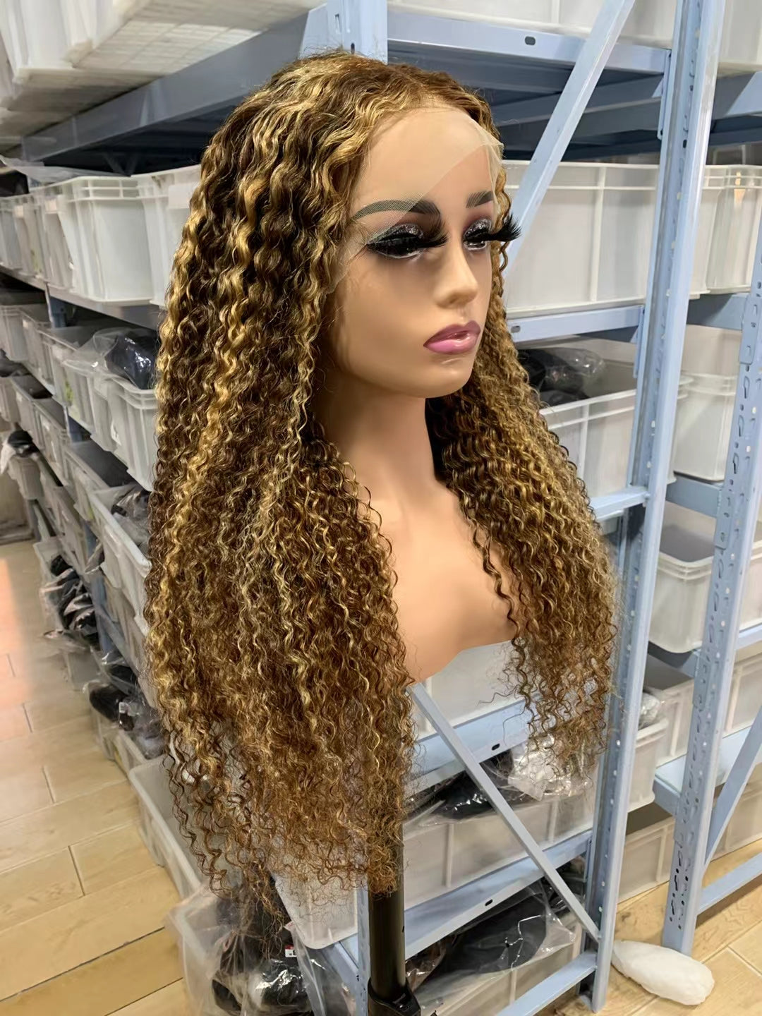 Jerry curly color #4/27, 13x4 Lace Frontal wig 100% Virgin Human Hair Transparent  LACE Wig 180% density