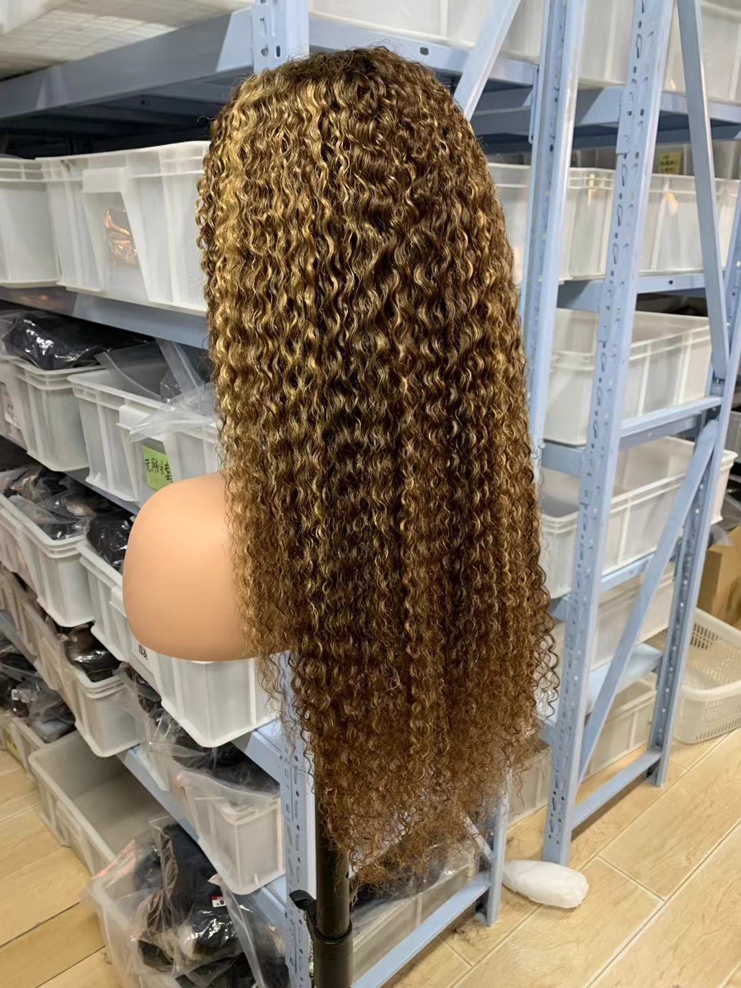 Jerry curly color #4/27, 13x4 Lace Frontal wig 100% Virgin Human Hair Transparent  LACE Wig 180% density