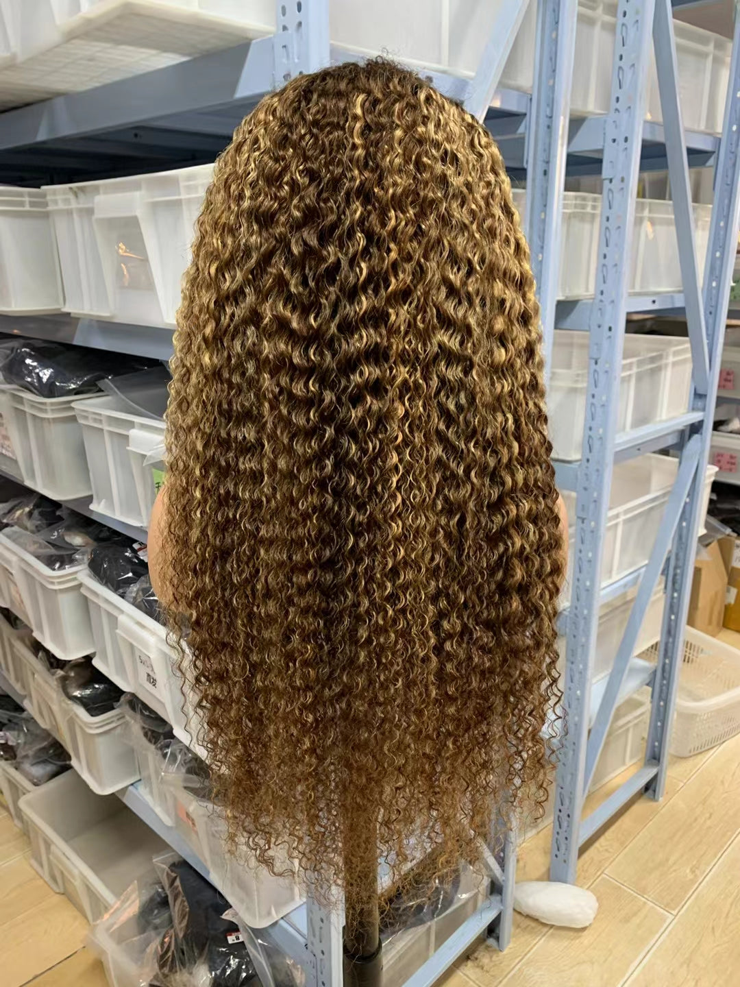 Jerry curly color #4/27, 13x4 Lace Frontal wig 100% Virgin Human Hair Transparent  LACE Wig 180% density