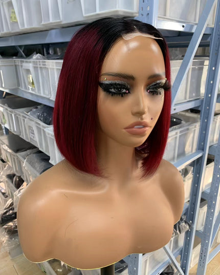Color #1b/99j Bob Wig 2x6 Lace closure wig 100% Virgin Human Hair