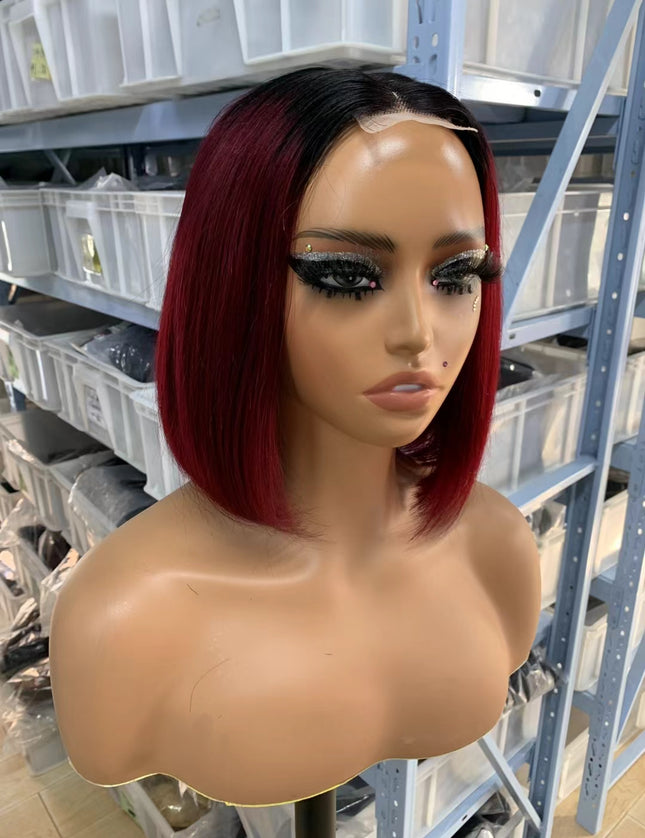 Color #1b/99j Bob Wig 2x6 Lace closure wig 100% Virgin Human Hair