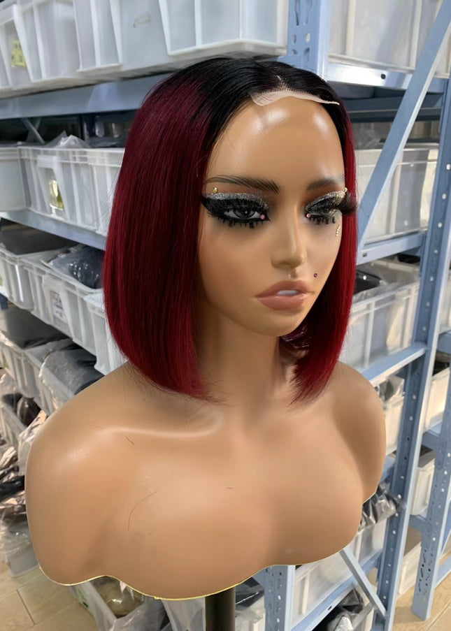 Color #1b/99j Bob Wig 2x6 Lace closure wig 100% Virgin Human Hair