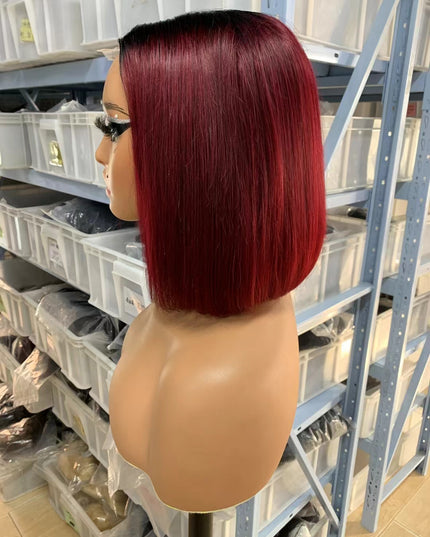 Color #1b/99j Bob Wig 2x6 Lace closure wig 100% Virgin Human Hair