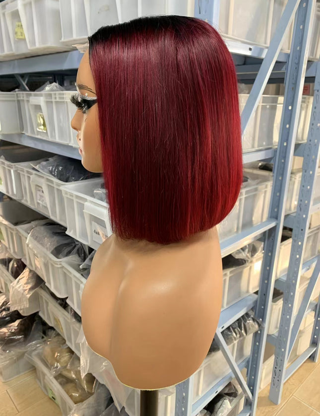 Color #1b/99j Bob Wig 2x6 Lace closure wig 100% Virgin Human Hair
