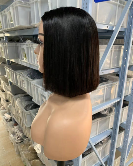 Natural black straight Bob Wig 2x6 Lace closure wig 100% Virgin Human Hair