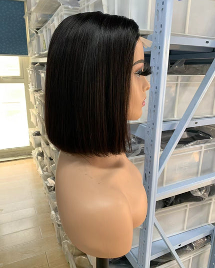 Natural black straight Bob Wig 2x6 Lace closure wig 100% Virgin Human Hair