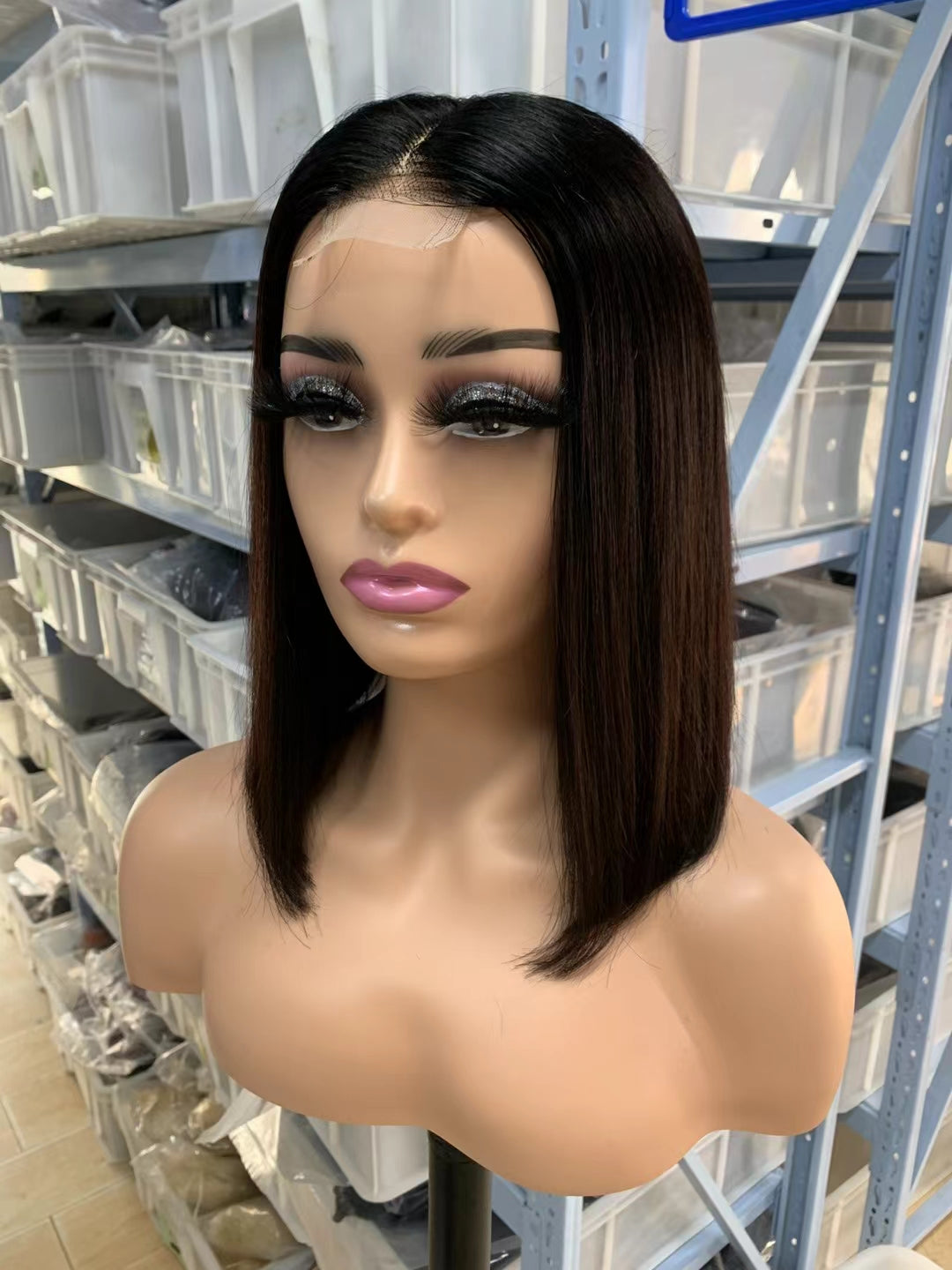 Natural black straight Bob Wig 2x6 Lace closure wig 100% Virgin Human Hair