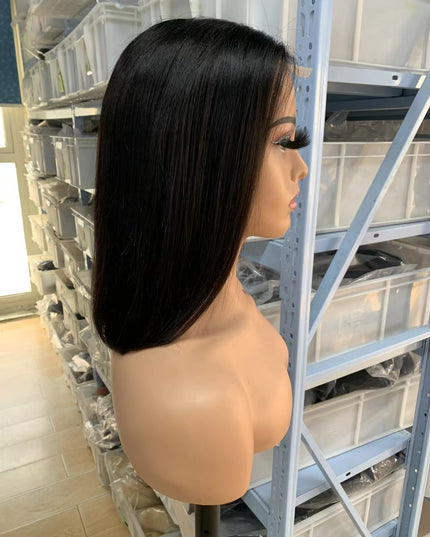 Natural black straight Bob Wig 2x6 Lace closure wig 100% Virgin Human Hair