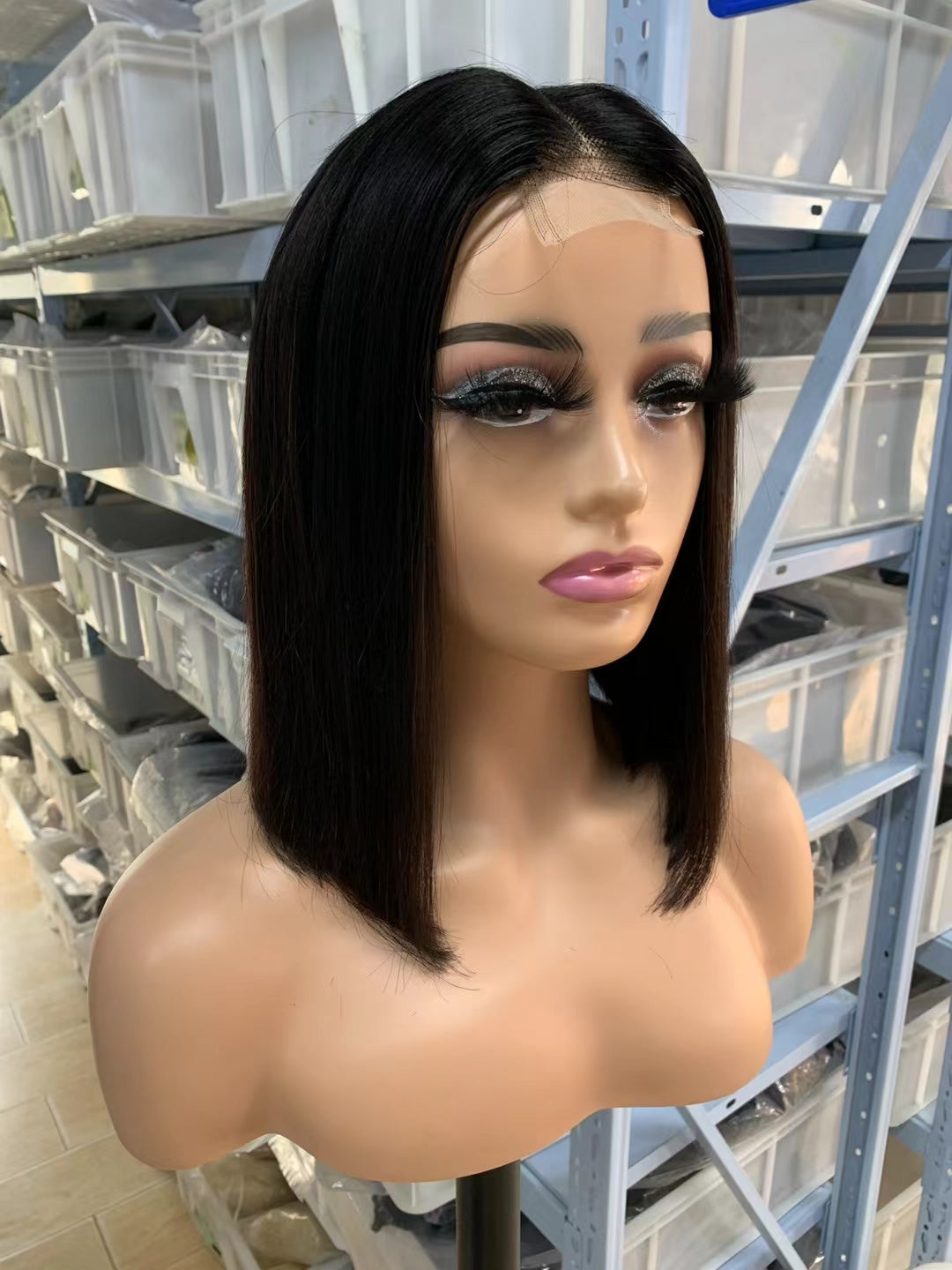 Natural black straight Bob Wig 2x6 Lace closure wig 100% Virgin Human Hair