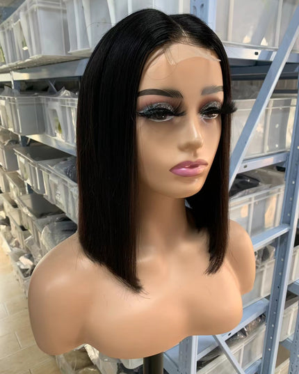 Natural black straight Bob Wig 2x6 Lace closure wig 100% Virgin Human Hair