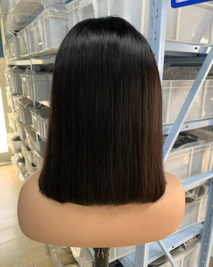 Natural black straight Bob Wig 2x6 Lace closure wig 100% Virgin Human Hair