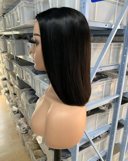 Natural black straight Bob Wig 2x6 Lace closure wig 100% Virgin Human Hair