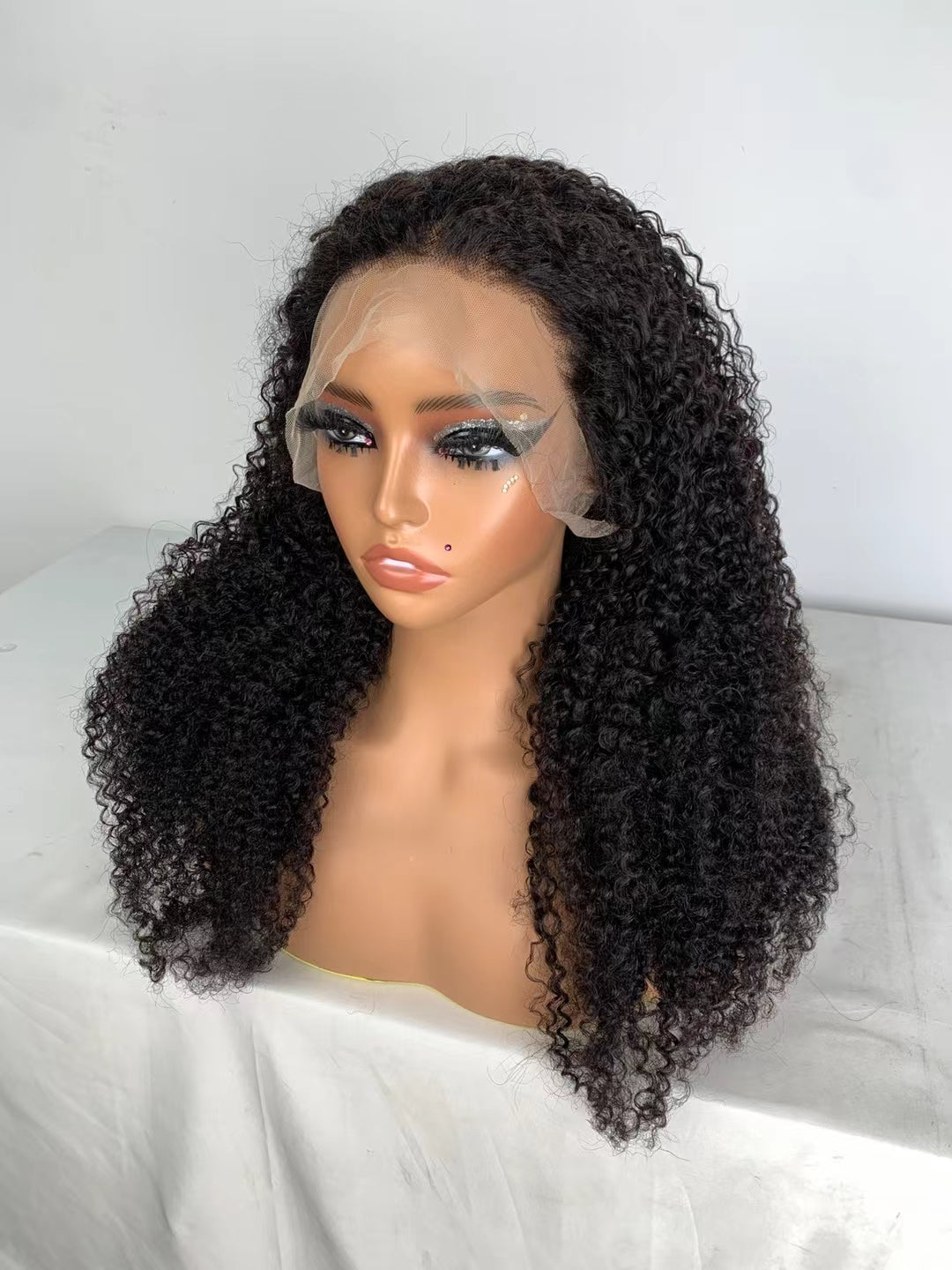 Natural black  4C curly  13x4 Transparent  Lace Frontal 100% Virgin Human Hair LACE Wig 180% density