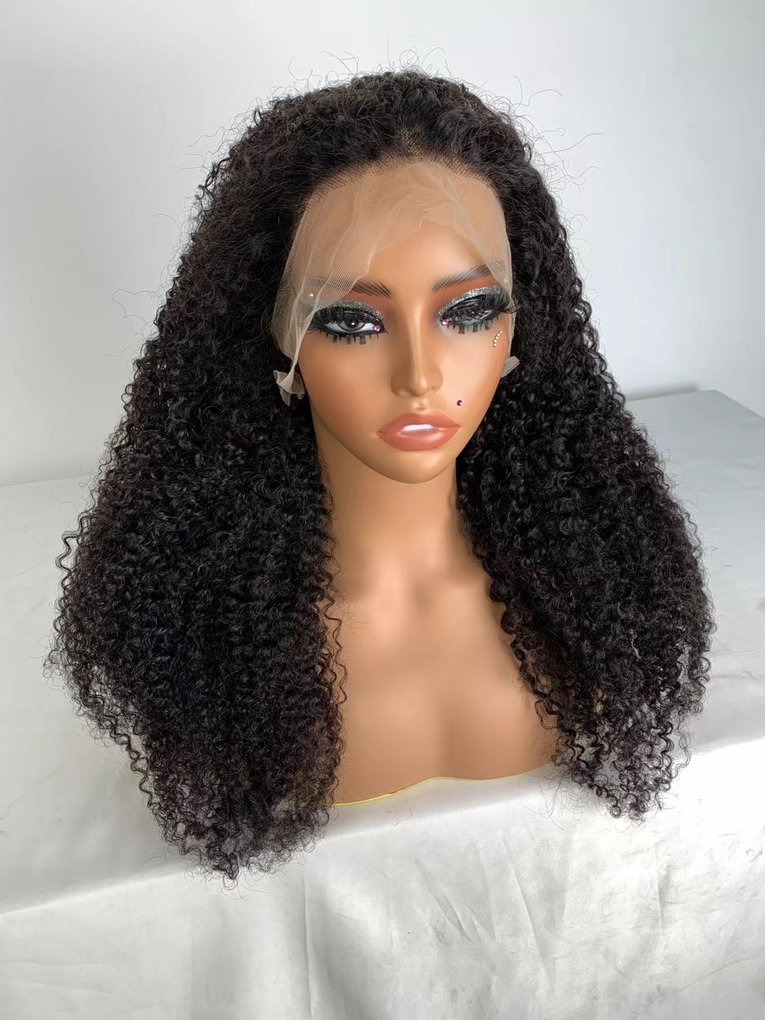 Natural black  4C curly  13x4 Transparent  Lace Frontal 100% Virgin Human Hair LACE Wig 180% density