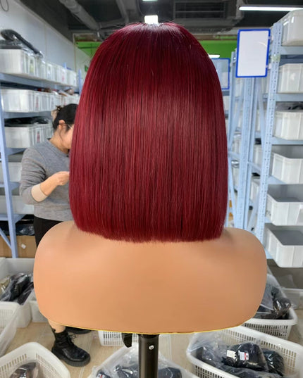 Color #burgundy Bob Wig 2x6 Lace closure wig 100% Virgin Human Hair