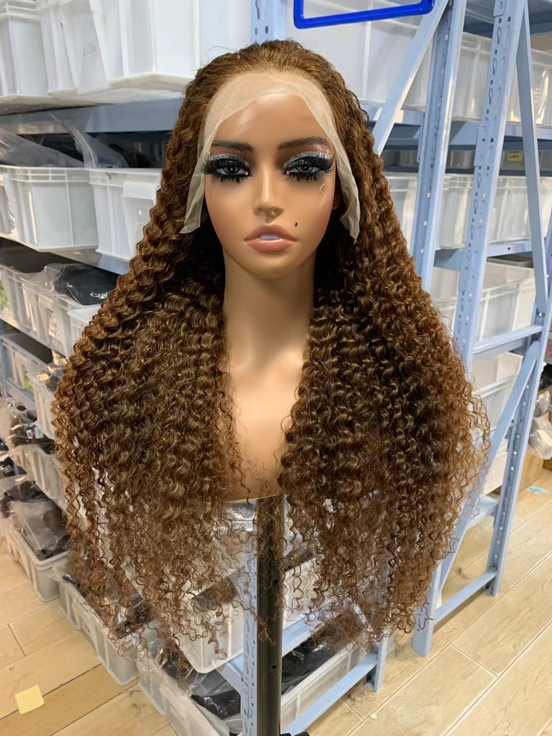 Color 6 curly wave lace Frontal 13x4，180% density Virgin Human Hair Transparent LACE Wig